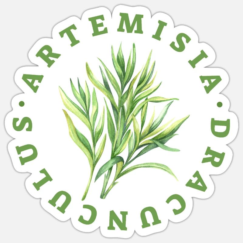 Artemisia Dracunculus Blattemblem - Sticker Größe S (10 x 10 cm) - Mattweiß