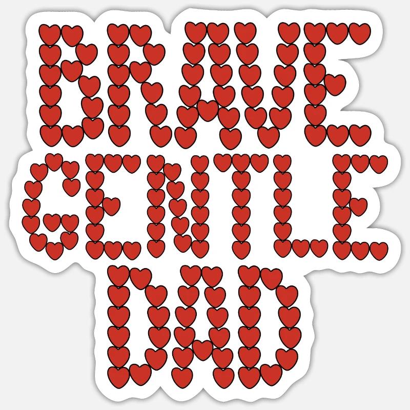 Papa courageux et doux - Sticker taille S (10 x 10 cm) - blanc mat
