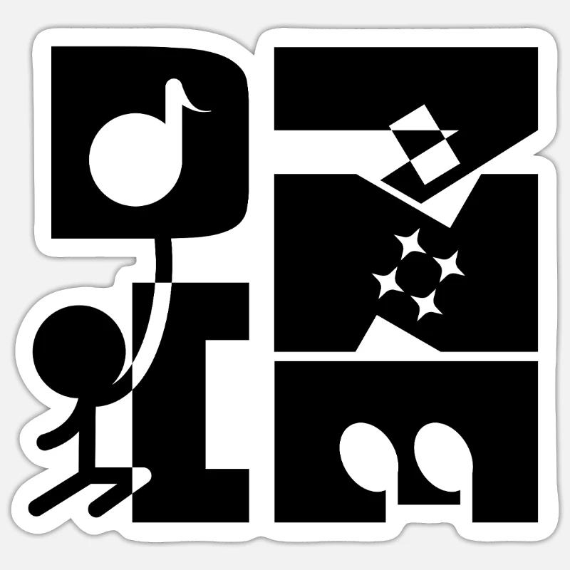 Danse et kanji - Sticker taille S (10 x 10 cm) - blanc mat