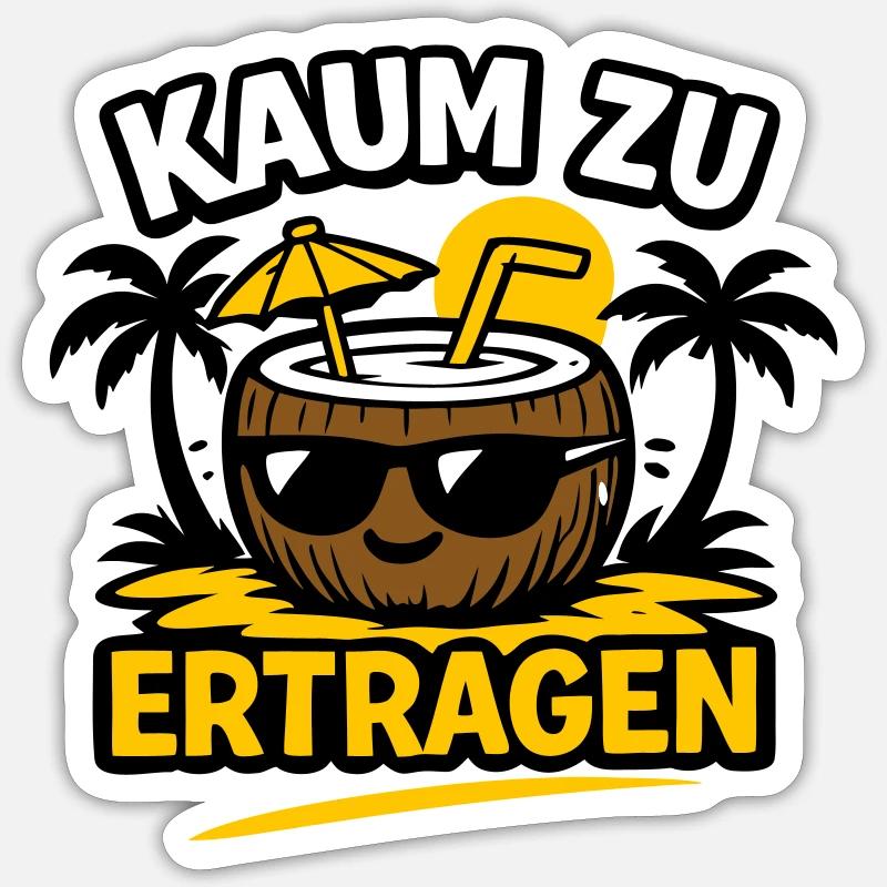 Kokosnuss Strandheld  - Sticker Größe S (10 x 10 cm) - Mattweiß
