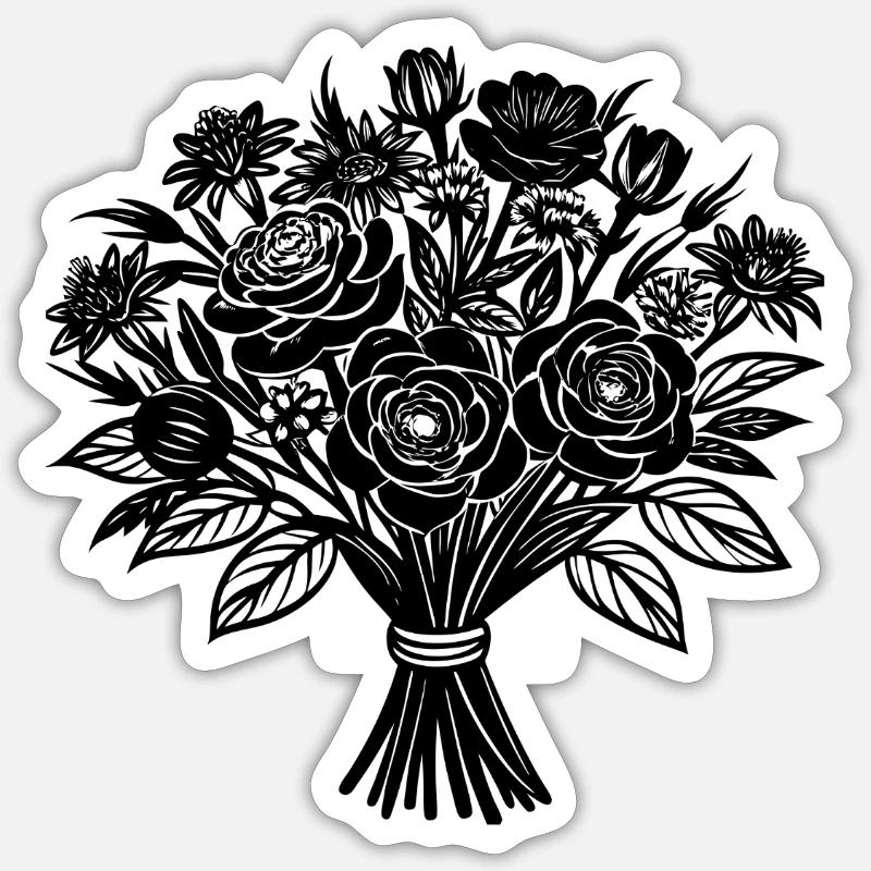 bouquet de fleurs - Sticker taille S (10 x 10 cm) - blanc mat