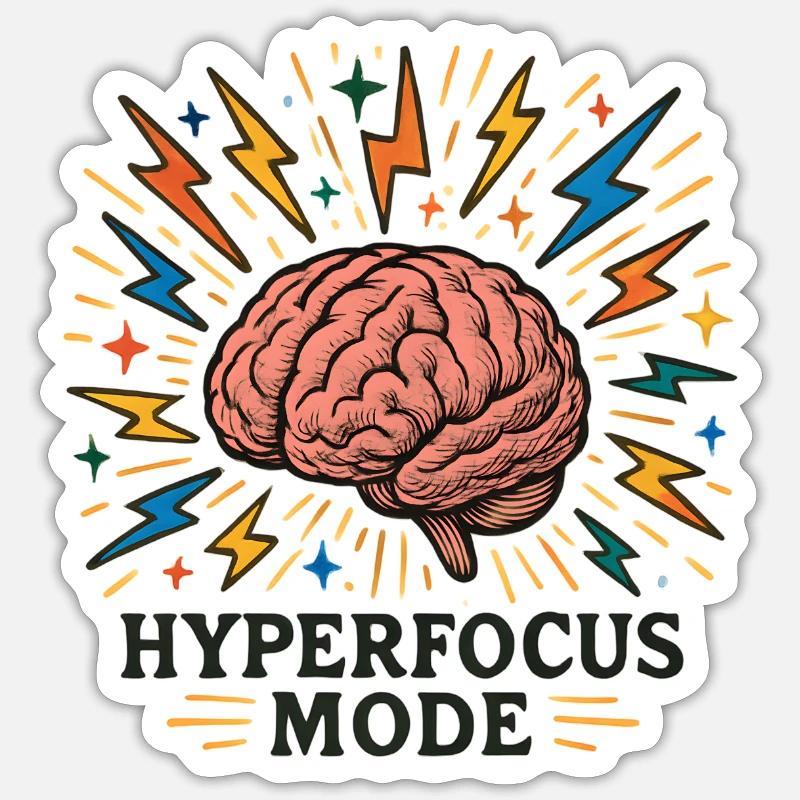 Hyperfocus Brain Power - Sticker size S (10 x 10 cm) - white matte