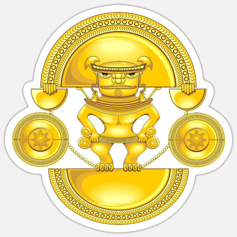 Le chaman doré - Sticker taille S (10 x 10 cm) - blanc mat