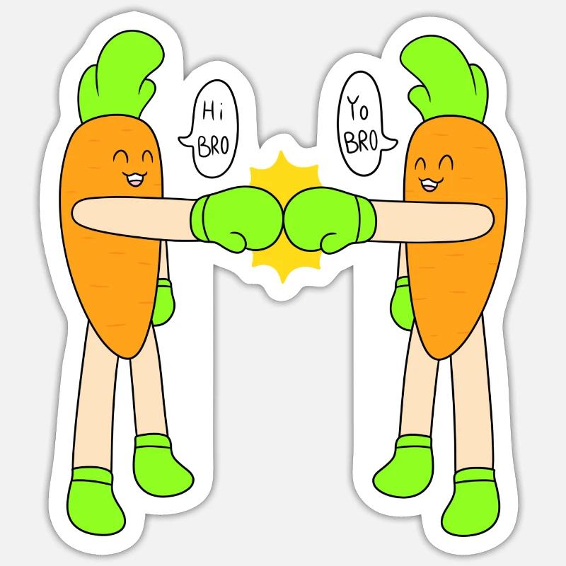 Karottenfauststoß - Sticker Größe S (10 x 10 cm) - Mattweiß