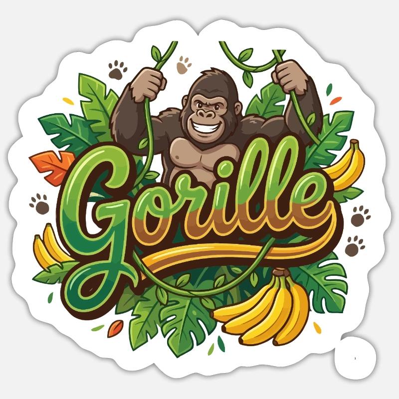 Gorille - Sticker taille S (10 x 10 cm) - blanc mat