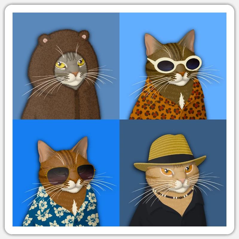 Getigerte Katzensorte - Sticker Größe S (10 x 10 cm) - Mattweiß
