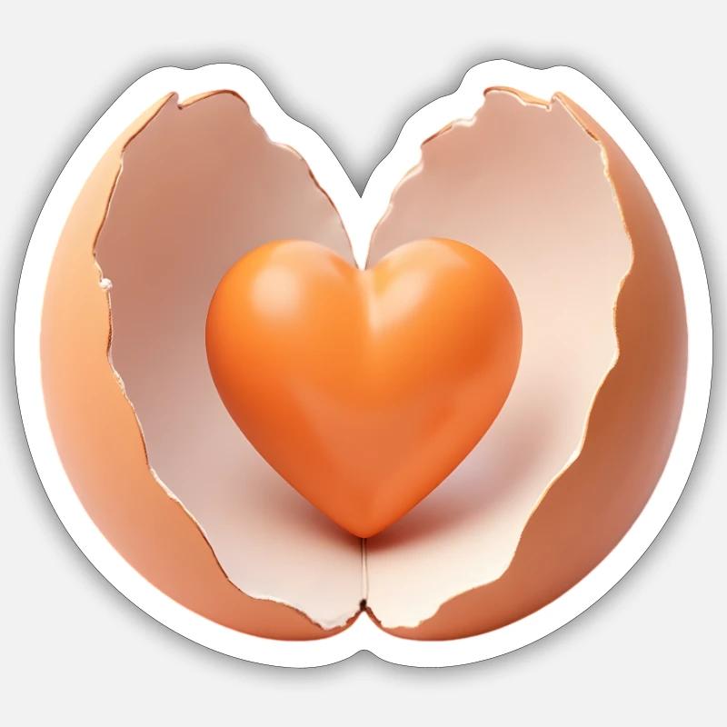 Heart in Broken Eggshell - Sticker size S (10 x 10 cm) - white matte