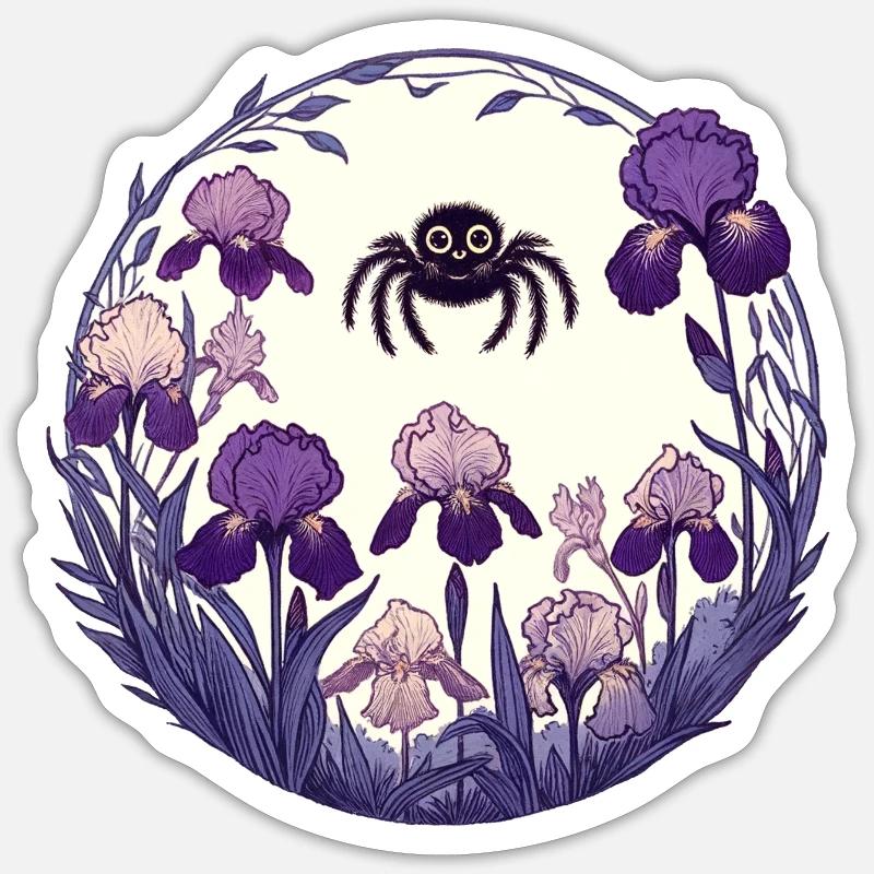 Iris Garden Spider Circle - Sticker size S (10 x 10 cm) - white matte