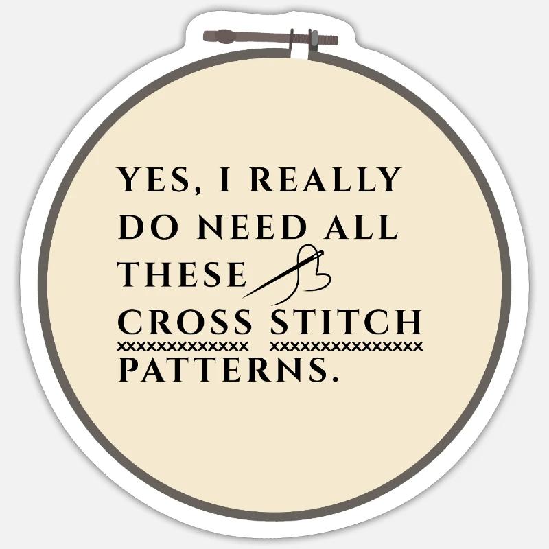 Cross Stitch Pattern Obsession - Sticker size S (10 x 10 cm) - white matte