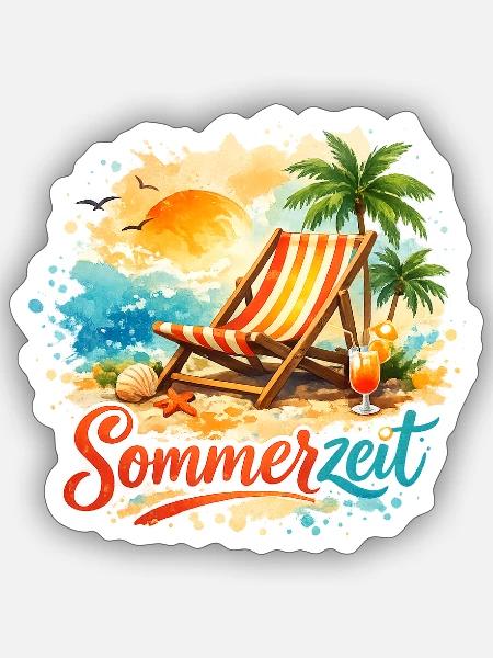 Sommerzeit im Liegestuhl - Sticker Größe S (10 x 10 cm) - Mattweiß