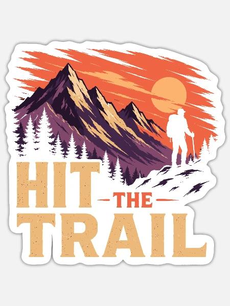 Auf den Trail – Outdoor-Abenteuer - Sticker Größe S (10 x 10 cm) - Mattweiß
