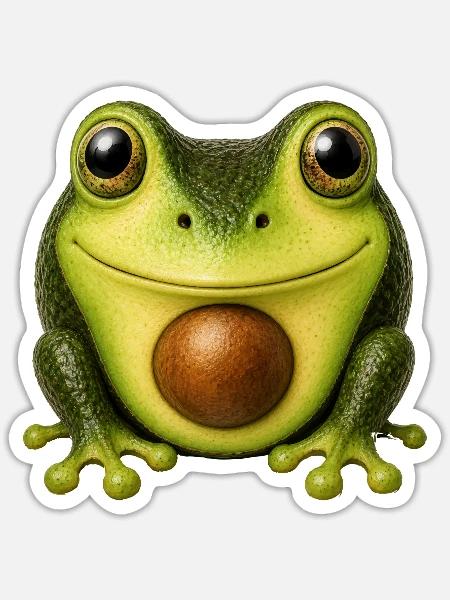Avocado Frosch | Niedliches Tiermotiv - Sticker Größe S (10 x 10 cm) - Mattweiß