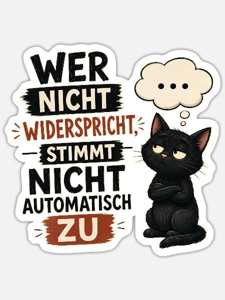 Wer nicht widerspricht stimmt nicht automatisch zu - Sticker Größe S (10 x 10 cm) - Mattweiß