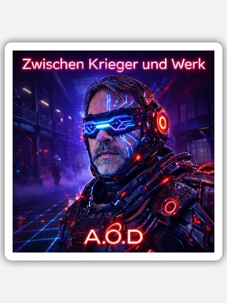 Zwischen Krieger Und Werk - Sticker Größe S (10 x 10 cm) - Mattweiß