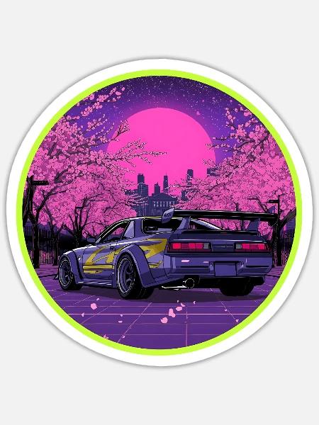 Midnight Sakura Drift Performance Edition - Sticker Größe S (10 x 10 cm) - Mattweiß