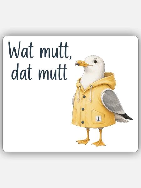 Wat mutt dat mutt Seemöwe Hoodie - Sticker Größe S (10 x 10 cm) - Mattweiß