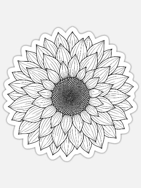 Sonnenblume Boho - Sticker Größe S (10 x 10 cm) - Mattweiß