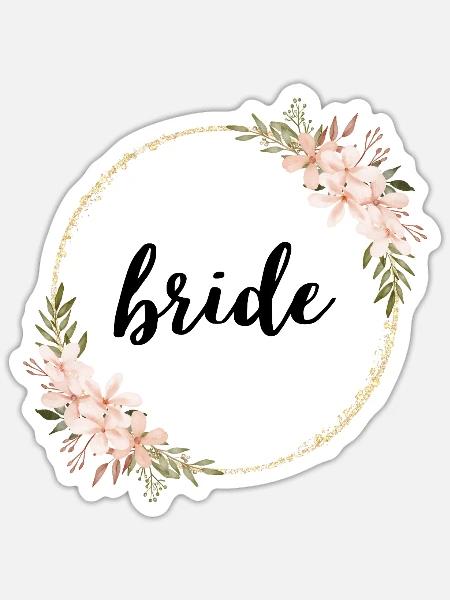Goldener Blütenring mit Blumen - Sticker Größe S (10 x 10 cm) - Mattweiß