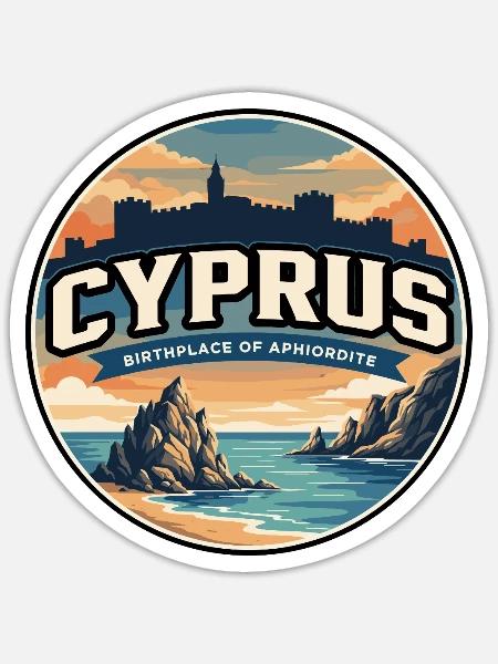 Retro Cyprus Aphrodites Rock-Abzeichen - Sticker Größe S (10 x 10 cm) - Mattweiß