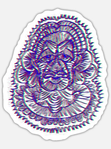 Neon Mandala Drachenauge - Sticker Größe S (10 x 10 cm) - Mattweiß