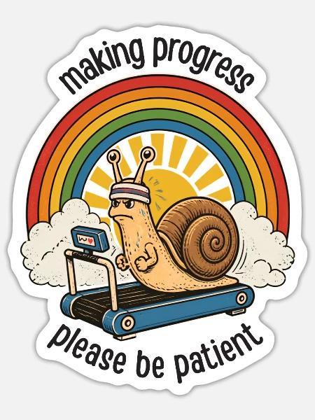 Geduldige Schnecke auf Laufband - Sticker Größe S (10 x 10 cm) - Mattweiß