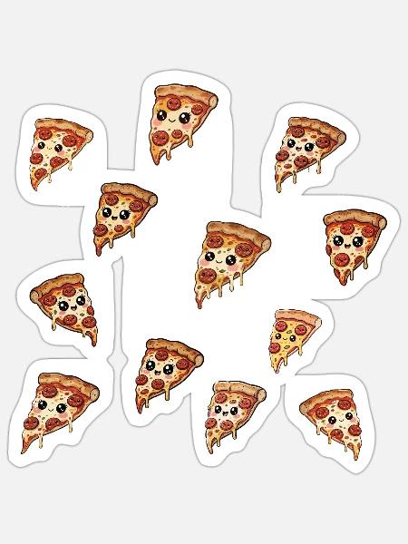 Pizza-Party - Sticker Größe S (10 x 10 cm) - Mattweiß