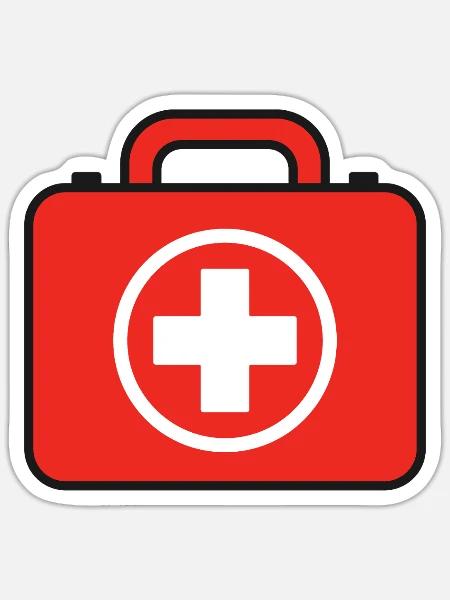Erste-Hilfe-Medizinkasten - Sticker Größe S (10 x 10 cm) - Mattweiß