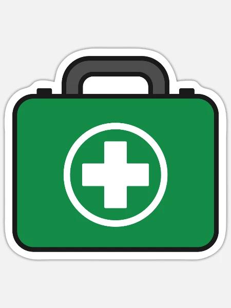 Grünes Erste-Hilfe-Set - Sticker Größe S (10 x 10 cm) - Mattweiß