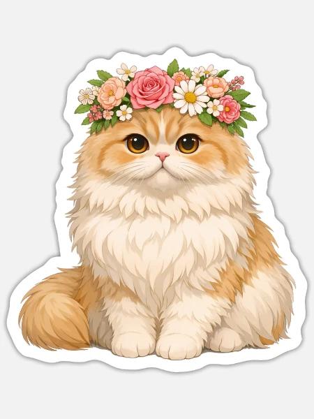 Perserkatze - Sticker Größe S (10 x 10 cm) - Mattweiß