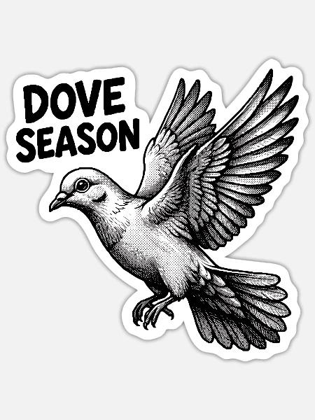 Taubenjagd-Saison: Lustiger Taubenjäger - Sticker Größe S (10 x 10 cm) - Mattweiß