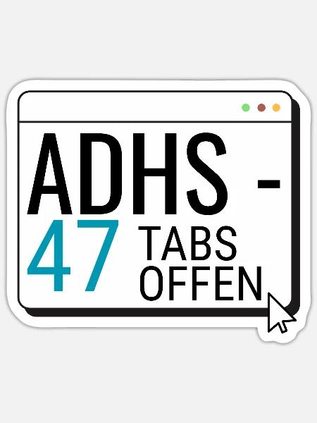 ADHS – 47 Tabs offen - Sticker Größe S (10 x 10 cm) - Mattweiß