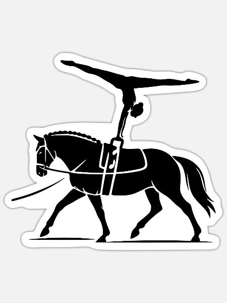 Voltigieren – Pferdeliebe trifft Turnsport - Sticker Größe S (10 x 10 cm) - Mattweiß