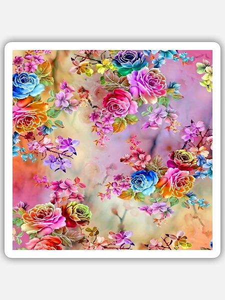 Regenbogenblüte-Kaskade - Sticker Größe S (10 x 10 cm) - Mattweiß