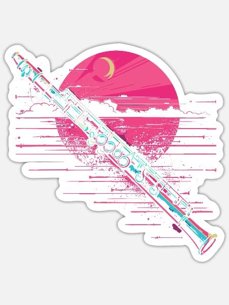 Flöte Grafik Vaporwave - Sticker Größe S (10 x 10 cm) - Mattweiß