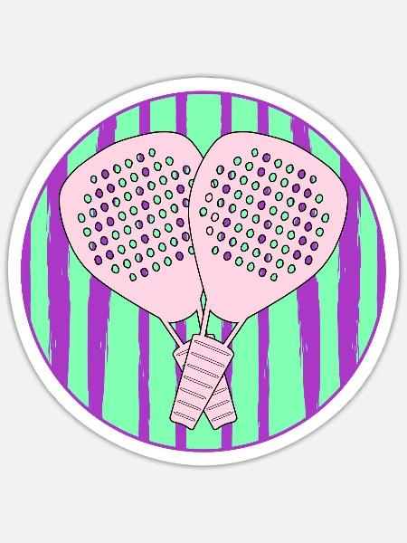 Padel-Paar - Sticker Größe S (10 x 10 cm) - Mattweiß
