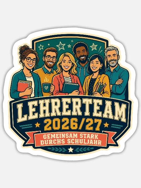 Lehrerteam 2026/27 – Gemeinsam stark - Sticker Größe S (10 x 10 cm) - Mattweiß
