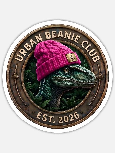Urban Beanie Club - Raptor - Sticker Größe S (10 x 10 cm) - Mattweiß
