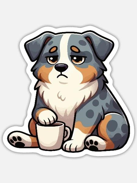 Australian Shepherd Aussie Aussiebesitzer Aussies - Sticker Größe S (10 x 10 cm) - Mattweiß
