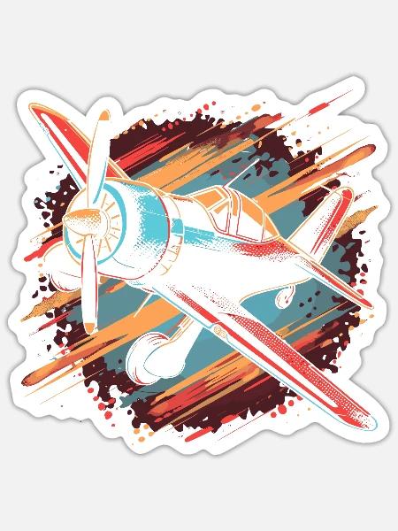 Propellerflugzeug - Sticker Größe S (10 x 10 cm) - Mattweiß