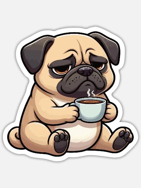 Mops Möpse Mopsbesitzer Mopsliebhaber Mopshalter - Sticker Größe S (10 x 10 cm) - Mattweiß