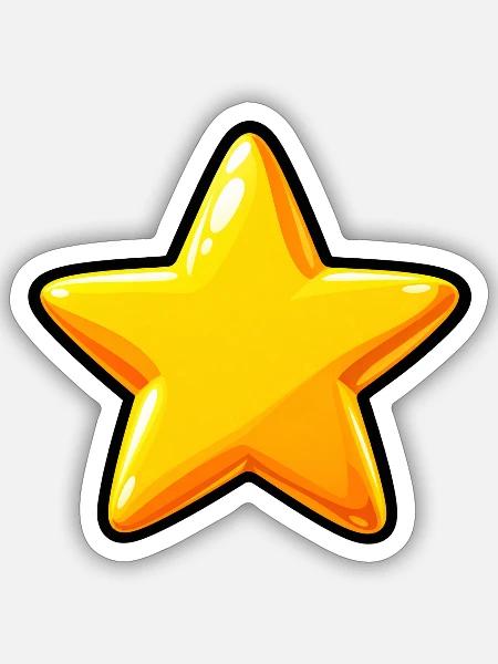 Glänzender goldener Comic Stern - Sticker Größe S (10 x 10 cm) - Mattweiß