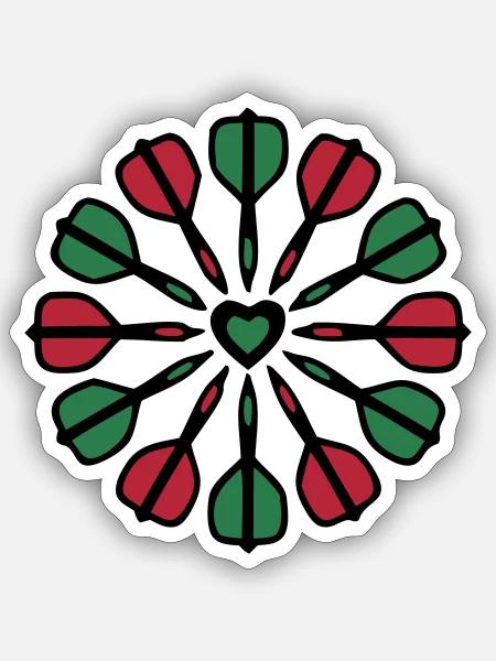 Dartpfeile Mandala Icon - Sticker Größe S (10 x 10 cm) - Mattweiß