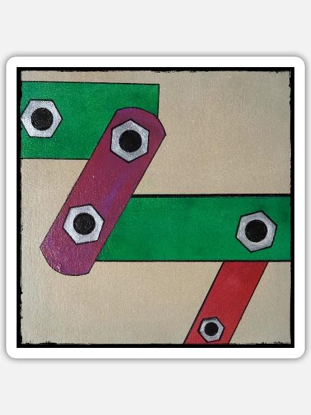 Geometrische Farbbande Popkunst - Sticker Größe S (10 x 10 cm) - Mattweiß