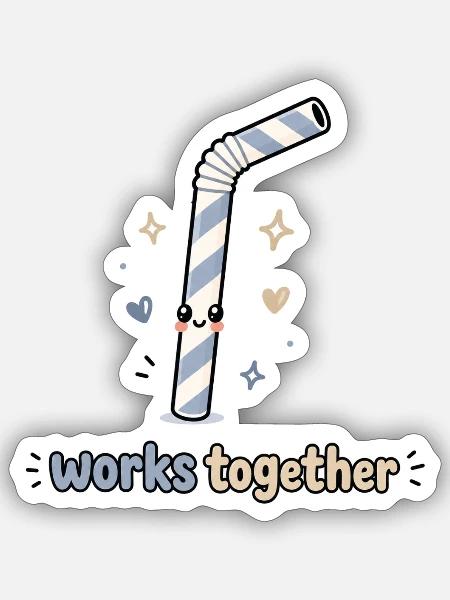 Partnerlook - 2 von 2 - Strohhalm - Sticker Größe S (10 x 10 cm) - Mattweiß