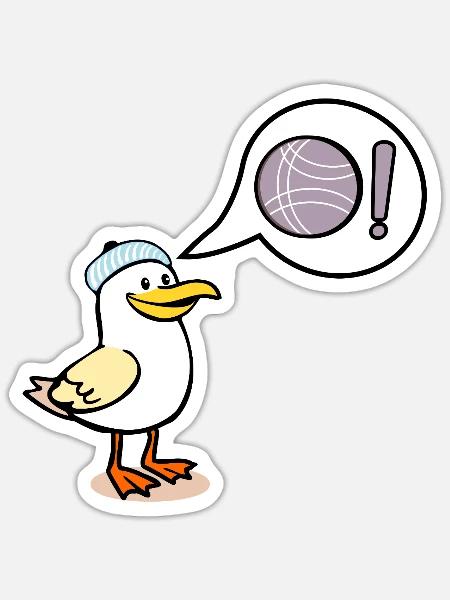 Möwenball Pétanque - Sticker Größe S (10 x 10 cm) - Mattweiß