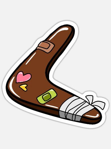 Bandagierter Bumerang - Sticker Größe S (10 x 10 cm) - Mattweiß