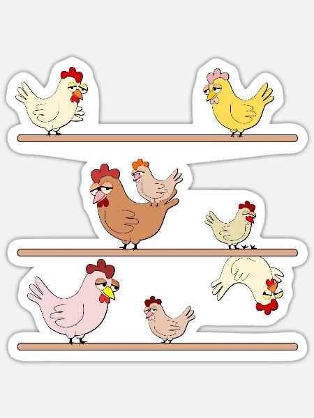 Hühner Hühner - Sticker Größe S (10 x 10 cm) - Mattweiß