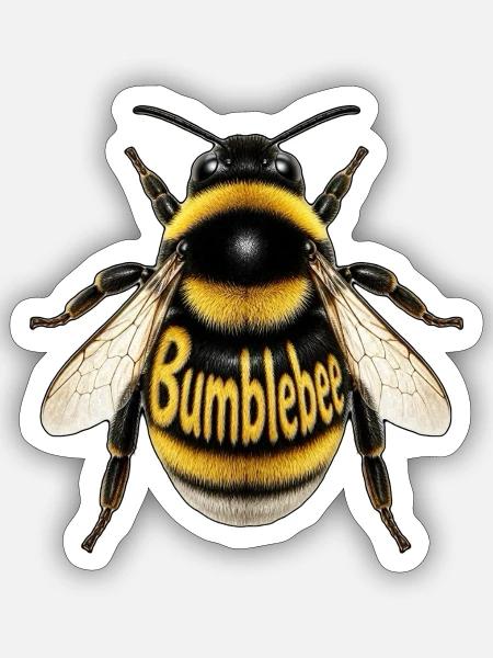 Bumblebee Typografie Illustration - Sticker Größe S (10 x 10 cm) - Mattweiß