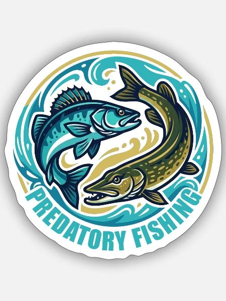 Predatory Fishing Hecht Zander - Sticker Größe S (10 x 10 cm) - Mattweiß