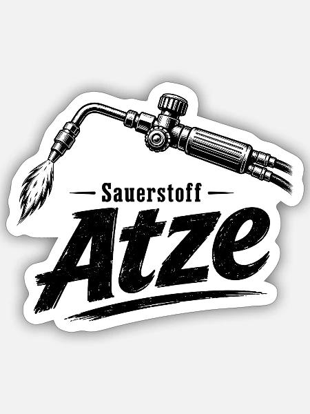 Autogen Schweißer Atze Sauerstoff - Sticker Größe S (10 x 10 cm) - Mattweiß